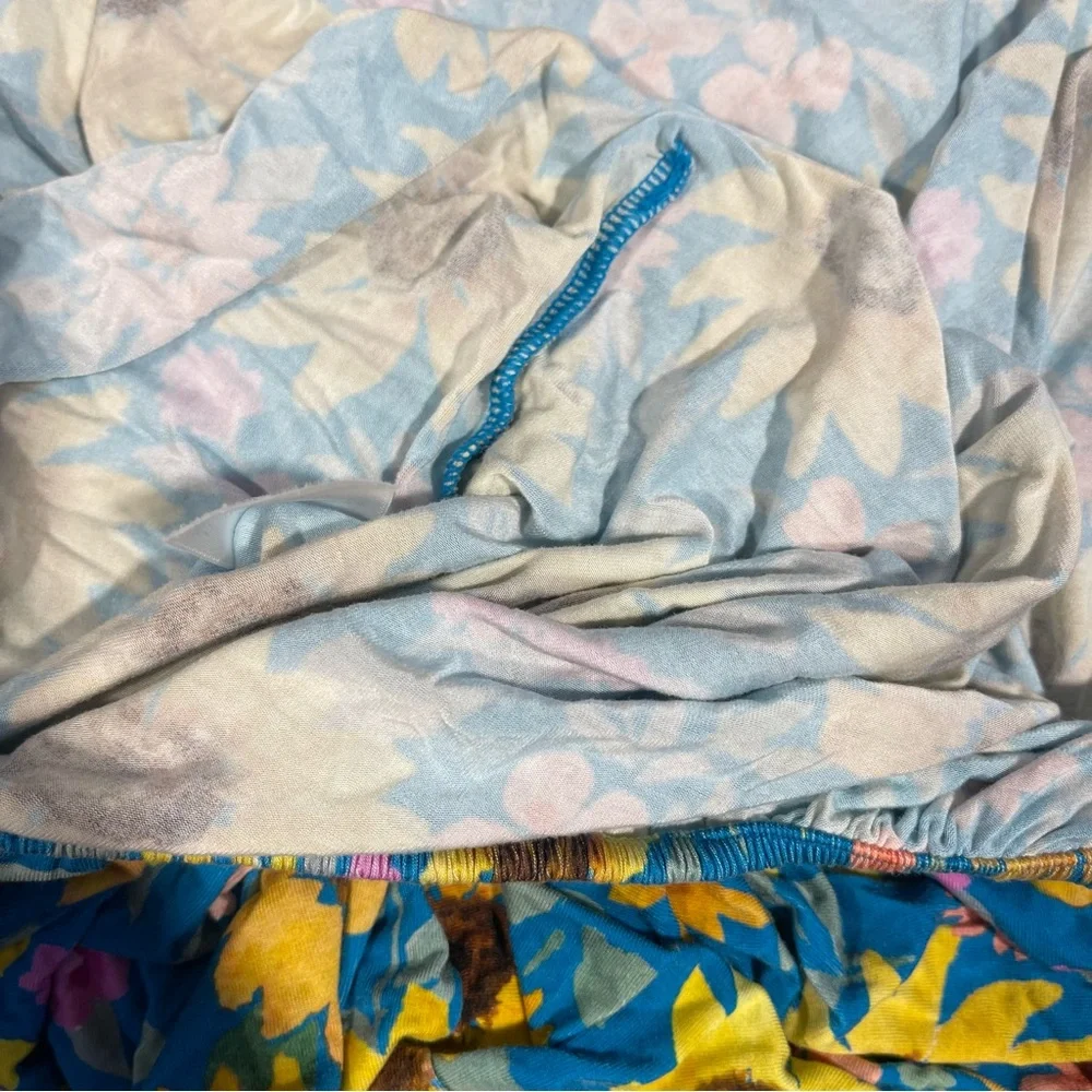 Little Sleepies fitted crib / toddler bed sheet Blue and Yellow Floral Fabric
